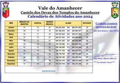 Calendário Anual de Atividades Doutrinárias - 2024