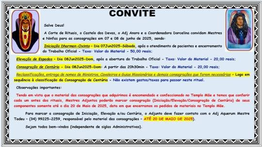 Convite - Consagrações 07 e 08Jun2025
